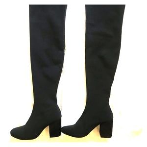 Over the knee black heel